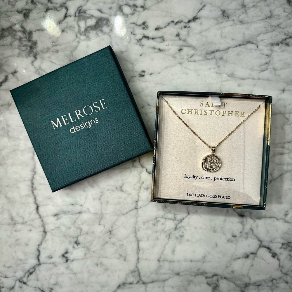 Melrose Designs Saint Cheidtopher Gold Medallion Necklace